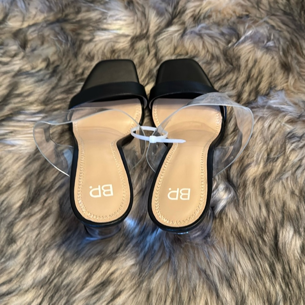 BP open toes transparent high heel slip on